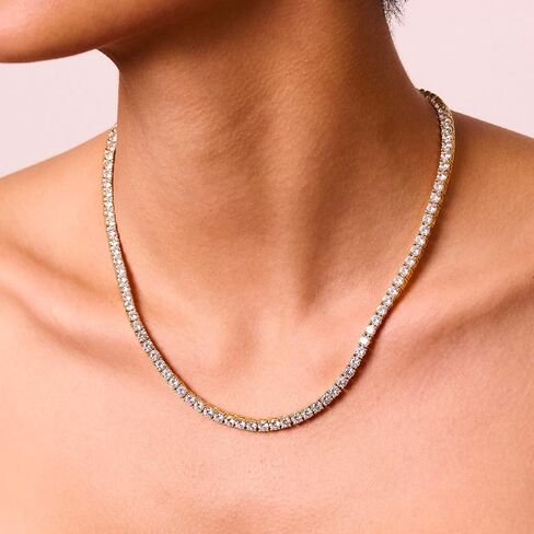 Electric Picks Richie Necklace for Women, 14k Gold Plated Cubic Zirconia Inlaid Chain Necklace, Dainty Tennis-Style Sparkle Necklace, Everyday Jewelry Gift in Saudi Arabia