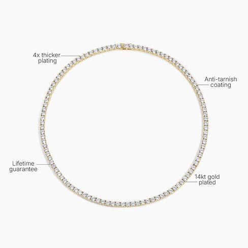 Electric Picks Richie Necklace for Women, 14k Gold Plated Cubic Zirconia Inlaid Chain Necklace, Dainty Tennis-Style Sparkle Necklace, Everyday Jewelry Gift in Saudi Arabia