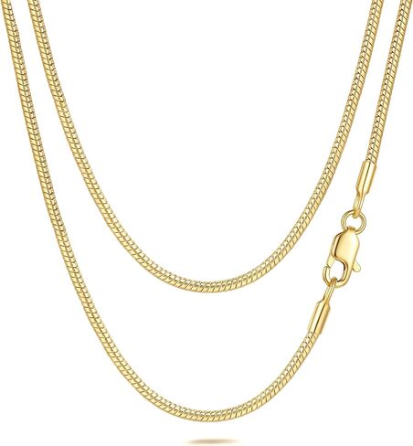 14K Gold Snake Chain Necklace Gold Chain for Women 14K Gold Necklaces for Women Elegant Design with Glossy Surface Snake Chains Necklace for Womens & Men 14/16/18/20/22/24/26/30in in Kuwait