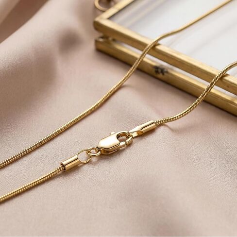 14K Gold Snake Chain Necklace Gold Chain for Women 14K Gold Necklaces for Women Elegant Design with Glossy Surface Snake Chains Necklace for Womens & Men 14/16/18/20/22/24/26/30in in Kuwait