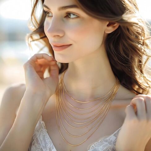 14K Gold Snake Chain Necklace Gold Chain for Women 14K Gold Necklaces for Women Elegant Design with Glossy Surface Snake Chains Necklace for Womens & Men 14/16/18/20/22/24/26/30in in Kuwait