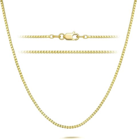 14K Gold Necklaces for Women 14K Gold Chain for Men Gold Box Chain Necklace for Women Necklace Clean Geometric Links with Sleek Finish Thin Box Chains for Womens 14/16/18/20/22/24/26 in in Saudi Arabia