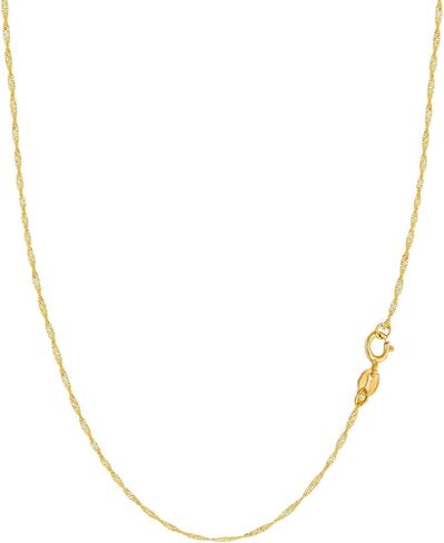 14K Yellow or White Gold Singapore Chain Dainty Gold Necklace For Women with Spring Ring Clasp in Kuwait