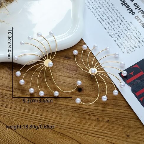 Elegant Fan Pearl Beaded Ear Cuff for Women Statement Vintage Layered Pearl Earrings Curved Wrap Earrings Gifts in Kuwait