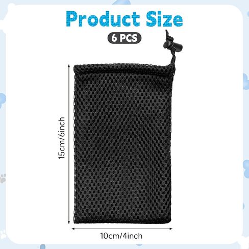 Small Cloth Bags, 5 x 3.5 Inch Nylon Mesh Small Drawstring Pouch Storage Pouch String Bags for Mini Stuff MP3 Charger Earphone Lipstick Cosmetic Jewelry Key (Black, 6Pcs) in Saudi Arabia
