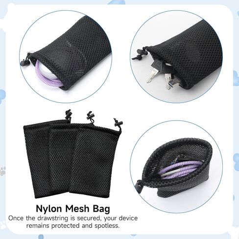 Small Cloth Bags, 5 x 3.5 Inch Nylon Mesh Small Drawstring Pouch Storage Pouch String Bags for Mini Stuff MP3 Charger Earphone Lipstick Cosmetic Jewelry Key (Black, 6Pcs) in Saudi Arabia