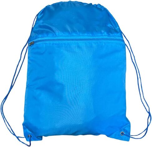 TBF Polyester Drawstring Bags with Front Pocket, 12 Pcs Durable Bulk Pack for Gym Essentials, Beach Bag with Zipper, Maroon in Kuwait