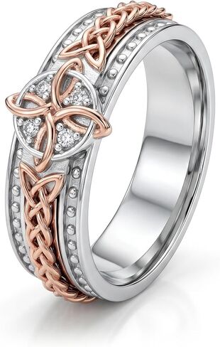 Witches Knot Anxiety Ring 18K White Gold Plated Celtic Witch Knot Fidget Ring Nudo de Bruja Jewelry Gift for Women in Kuwait