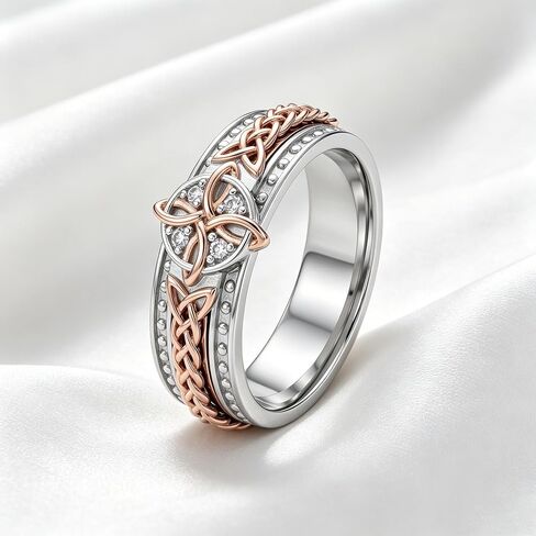 Witches Knot Anxiety Ring 18K White Gold Plated Celtic Witch Knot Fidget Ring Nudo de Bruja Jewelry Gift for Women in Kuwait