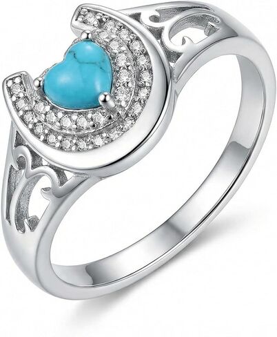 Horseshoe Turquoise Ring 18K White Gold Plated Western Horse Thumb Ring Turquoise Jewelry Gifts for Women Mom Cowgirl Cowboy in Saudi Arabia