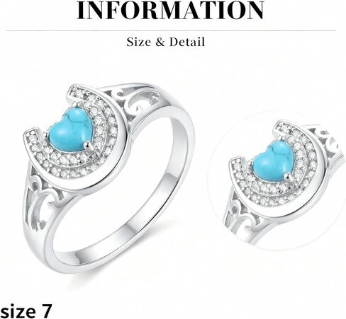 Horseshoe Turquoise Ring 18K White Gold Plated Western Horse Thumb Ring Turquoise Jewelry Gifts for Women Mom Cowgirl Cowboy in Saudi Arabia