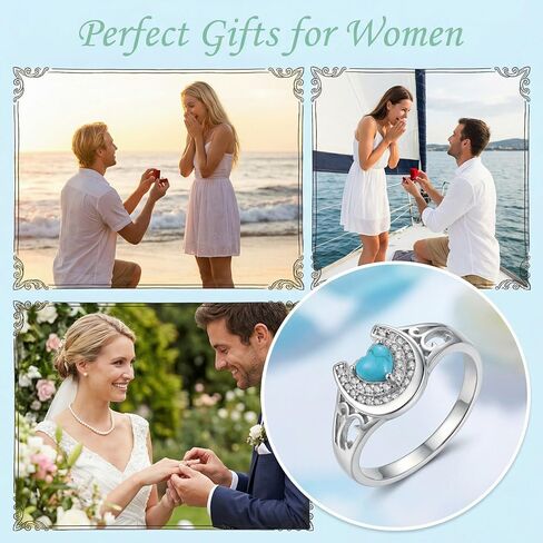 Horseshoe Turquoise Ring 18K White Gold Plated Western Horse Thumb Ring Turquoise Jewelry Gifts for Women Mom Cowgirl Cowboy in Saudi Arabia