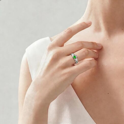 Claddagh Ring Green Heart Gemstone Ring Irish Wedding Band Jewelry Gifts for Women US 6/7/8 in Saudi Arabia