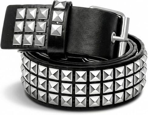 1 Pc Metal Punk Rock Rivet Studded Belt, Black Studded Leather Belt Bright Punk Rock Accessories For Women Men in Kuwait