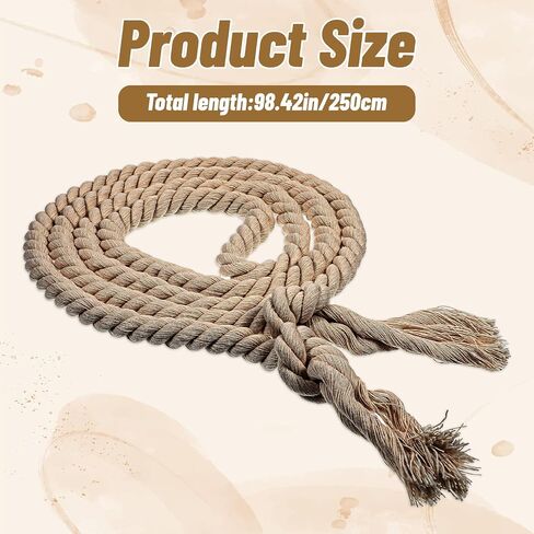 Rope Belt Cotton Braided Woven Gothic Pastor Long Waist Belt with Tassels for Dresses Jeans Jackets Halloween Costumes, Brown in Kuwait