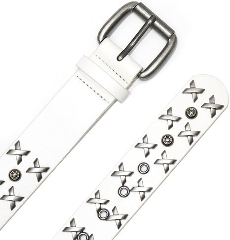 Men Studded Belt, Metal Punk Rock Rivet Cool Belts with Letter X Rivet for Men fit Jeans Pants in Saudi Arabia