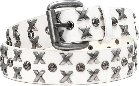 Men Studded Belt, Metal Punk Rock Rivet Cool Belts with Letter X Rivet for Men fit Jeans Pants in Saudi Arabia