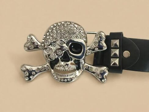 Punk Skull Studded Belt,Grunge Y2k Emo Cool Belt Goth Scene Waist Belts for Women Men in Saudi Arabia