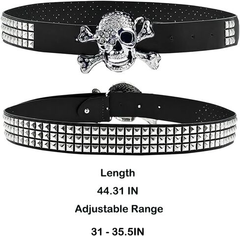 Punk Skull Studded Belt,Grunge Y2k Emo Cool Belt Goth Scene Waist Belts for Women Men in Saudi Arabia