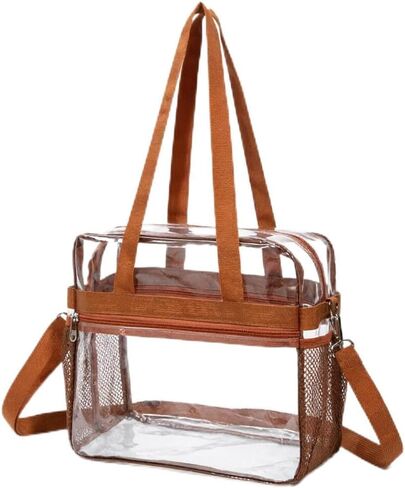 Clear PVC Transparent Tote Bag - Waterproof Clear Crossbody Bag with Adjustable & Removable Strap in Saudi Arabia