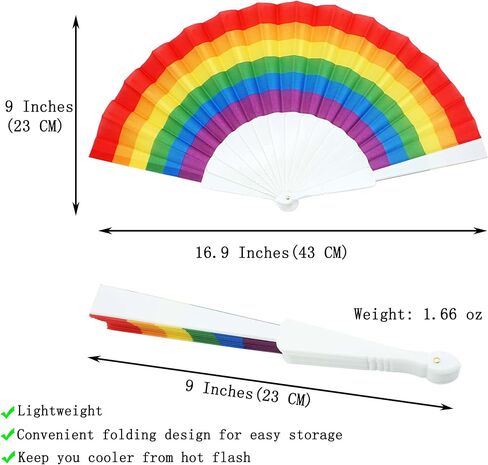 24 Pack Pride Stuff, LGBT Pride Flags, Rainbow Folding Fans,Small Handheld Gay Rainbow Flags Decorations Bulk, Pride Month Decor Accessories Set for Parade Party in Saudi Arabia