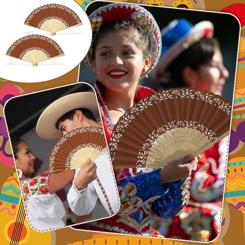 24 Pcs De Barro Paper Hand Fans Mexican Folding Fan Handheld Home Church Office Decor DIY Supplies Bridal Dancing Party Favors for Wedding Bridal Shower Birthday Cielito Lindo Party in Kuwait