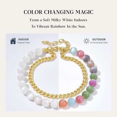 KELORIS PATH Layered UV Reactive Ankle Bracelets for Women, Dopamine Colorful Rainbow Beaded Anklets with 14K Gold Plated Cuban Chain, Color Changing Jewelry for Summer in Saudi Arabia