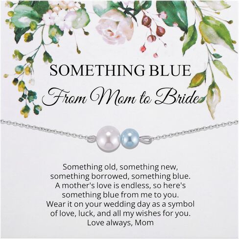 Ukodnus Something Blue Anklet for Bride, Wedding Day Something Blue Gift, Pearl Anklet Bridal Jewelry, Bridal Shower Gift for Bride, Bachelorette Gifts in Kuwait