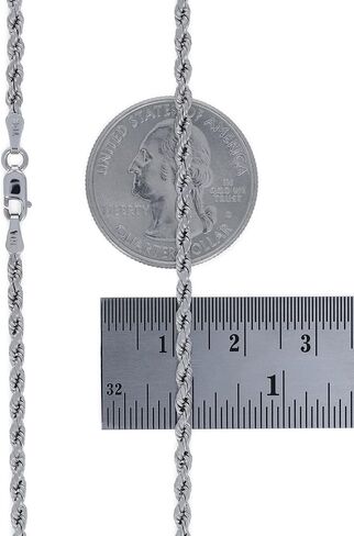 Nuragold 10k الذهب الأبيض 2.5 ملم حبل سلسلة قطع الماس سوار أو خلخال (7 "-9") مجوهرات إيطالية للرجال والنساء in Kuwait