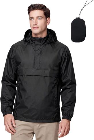 Men's Rain Jacket Waterproof Windbreaker Packable Pullover Lightweight Coat for Golf Hiking Travel in Saudi Arabia