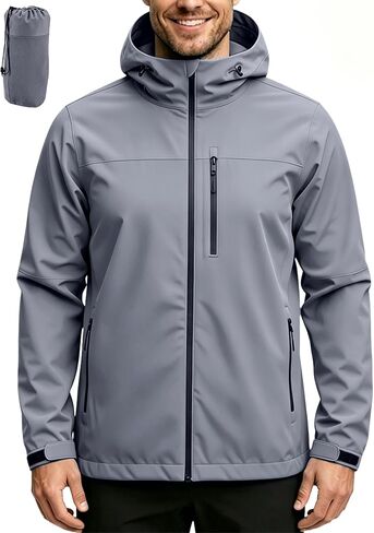 Men's Waterproof Rain Jacket Lightweight Rain Coat Men Windbreaker Spring Jacket With Hood for Outdoor Hiking Cycling in Saudi Arabia
