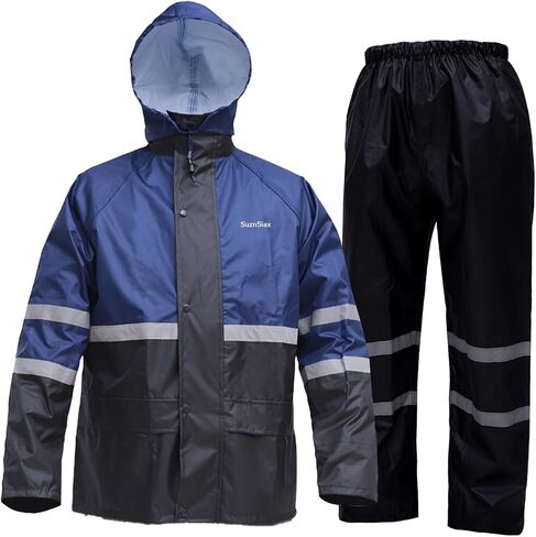 Waterproof Rain Suit for Men & Women, Lightweight Reflective Rain Gear Jacket and Pants Set for Fishing, Outdoor Work, Hiking in Saudi Arabia