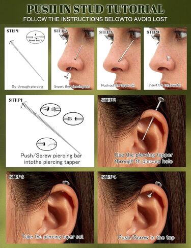 TEN MIRO 16G 18G Flat Back Stud Earrings for Hypoallergenic Surgical Steel Nose Studs Internal Thread 14K Gold Plated Lip Rings Nose Piercings Cartilage Tragus Helix Piercing Jewelry in Saudi Arabia