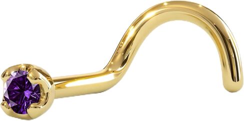 خاتم أنف من الذهب الأصفر عيار 14 قيراط من الألماس الأرجواني من Body Candy - مسمار أنف مقاس 20 مقاس 18 مع 1.5 مم (0.015 قيراط) ألماس أرجواني أصلي - عمود 6 مم - مجوهرات ثقب مصنوعة يدويًا لا تسبب الحساسية in Kuwait