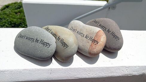 Don't Worry, be Happy Engraved Quotes Stones Inspirational Sandblast Stone, Perfect Gorgeous Unique Gift Ideas, Natural Beach Pebble Rock in Saudi Arabia
