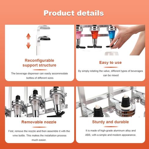 ECUTEE Wall Mounted 6-Bottle Liquor Dispenser Wine Dispenser Machine Bar Butler Drinking Pourer Home Bar Tools for Beer, Soda, Coke and Fizzy ect in Saudi Arabia