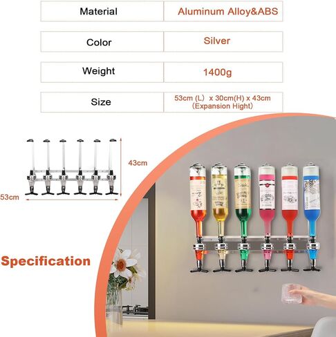 ECUTEE Wall Mounted 6-Bottle Liquor Dispenser Wine Dispenser Machine Bar Butler Drinking Pourer Home Bar Tools for Beer, Soda, Coke and Fizzy ect in Saudi Arabia