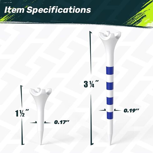 SAPLIZE Upgraded Plastic Golf Tees, Pack of 50 (2-3/4"), Engineered to Reduce Friction & Side Spin, Light Blue in Kuwait