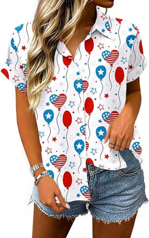 250 Anniversary USA Shirt Women 4th of July Patriotic Shirt Independence Day Short Sleeve Button Down Outfits in Saudi Arabia