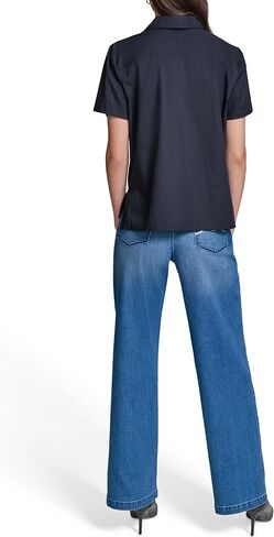 Karl Lagerfeld Women's Short Sleeve Floral Lace Lightweight Blouse in Kuwait