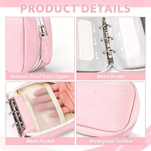 A8 Waterproof Pill Organizer Set, Pill Pouches for Travel, with 14 Color-Coded Pouches, 2026 New Leakproof Reusable Zippered Storage Case, Compact Daily Pills Holder, Travel Medicine Organizers in Kuwait