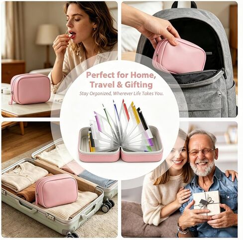 A8 Waterproof Pill Organizer Set, Pill Pouches for Travel, with 14 Color-Coded Pouches, 2026 New Leakproof Reusable Zippered Storage Case, Compact Daily Pills Holder, Travel Medicine Organizers in Kuwait