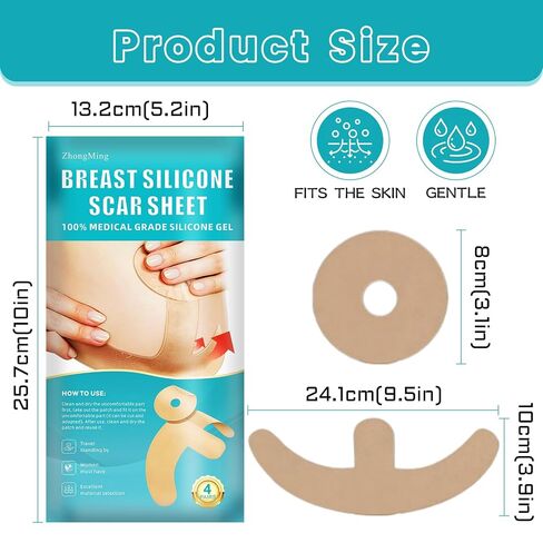 Silicone Scar Sheets for Breast 8 Pack Medical Grade Silicone Scar Tape Reusable Waterproof Breathable Strips for Post-Surgery Scar Care in Kuwait