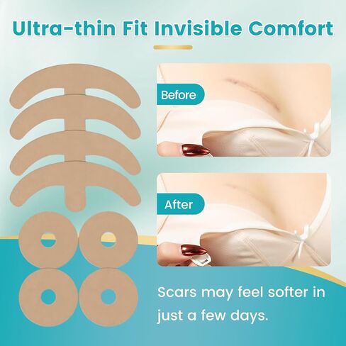 Silicone Scar Sheets for Breast 8 Pack Medical Grade Silicone Scar Tape Reusable Waterproof Breathable Strips for Post-Surgery Scar Care in Kuwait