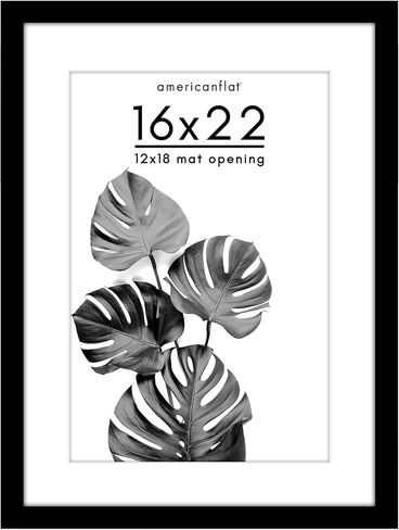 Americanflat 16x22 Picture Frame with Polished Plexiglass - Use as 12x18 Frame with Mat or Display 16x22 Photo Without Mat - Epic Collection - Wide Picture Frames for Wall Display - Black in Kuwait