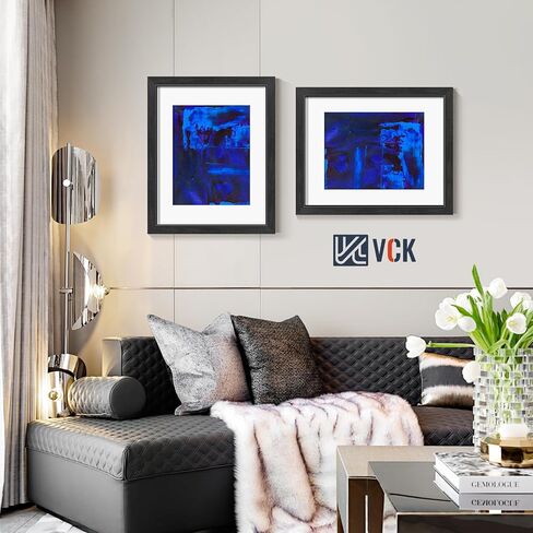 VCK 16x20 Picture Frames Black Set of 5, Wide Border Wood, Tempered Glass, Display 11x14 Photo with Mat or 16 x 20 without, for Home, Office, Gallery, Woodgrain Series, Wall Hanging in Saudi Arabia