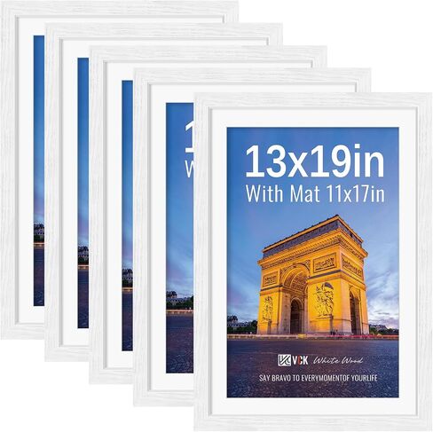 VCK 16x20 Picture Frames Black Set of 5, Wide Border Wood, Tempered Glass, Display 11x14 Photo with Mat or 16 x 20 without, for Home, Office, Gallery, Woodgrain Series, Wall Hanging in Saudi Arabia