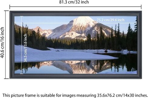 14x30 Panoramic Photo Frame Black Solid Wood Picture Frame 14x30 inch Painting Frame Poster Frame(S23B1430) in Saudi Arabia