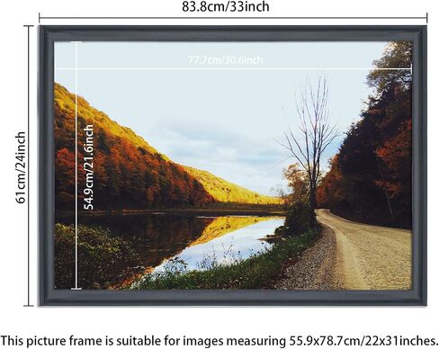 22x31 inch Picture Frame Solid Wood Black,Suitable for Panoramic Photo Frame, Posters,Painting,Group Photo,Puzzle (A23B2231) in Saudi Arabia