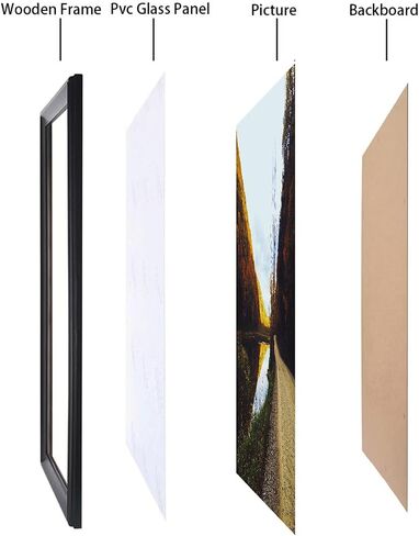 22x31 inch Picture Frame Solid Wood Black,Suitable for Panoramic Photo Frame, Posters,Painting,Group Photo,Puzzle (A23B2231) in Saudi Arabia